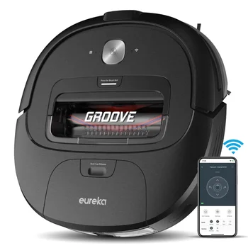Groove 4-Veids, kā Kontrolēt Robotu putekļsūcējs ar Anti-Scratch Brush Roll, NER309, Melns