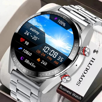 2022 Jaunu 454*454 Ekrāns Smart Skatīties Vienmēr Parādītu Laika Zvanīt Vietējo Mūziku Smartwatch Par vīriešu Android Austiņas