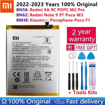 100% Oriģinālās Rezerves Akumulatoru BM4E BN56 BN62 Par Xiaomi Mi Redmi, Ņemiet vērā, 9 9T 9.A 9.C Pocophone Poco F1 POCO Pro M2 M3 Baterijas