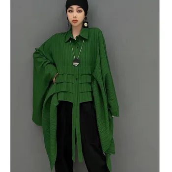 URIOR Karstā Pārdošanas korejiešu Versija Plats Piedurkņu Krekls Sievietēm Zaudēt Melnā Zaļā Nelegālo Blūze 2023 Vasaras Modes Sieviešu apģērbi