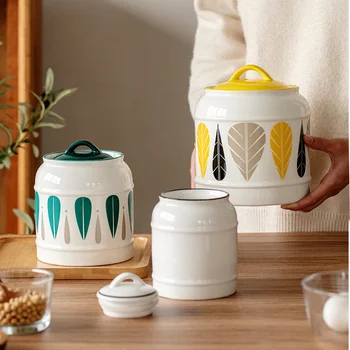 Keramikas Noslēgtā Var Tējas Glabāšanai Var vājpiena Pulveri, Kafiju Virtuves Uzglabāšanas Jar Multi-function Garšvielas Kastes Aizzīmogo Honeyy Jar