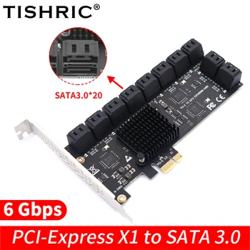 TISHRIC Sata PCIE Adapteris, 1x Līdz 20 Ostām X1 X16 PCIE SATA3.0 PCI Express Paplašinājuma Karti PCI-E SATA Kontrolieris 6Gbps Pievienot Uz Kartes
