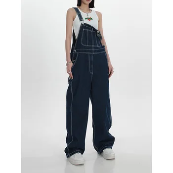 2023 Sieviešu Vintage Zeķu Džinsi Modes Kabatas Baggy Kravas Bikses Streetwear Gadījuma Taisna, Plata Kājas Džinsa Bikšu Dāmas Su