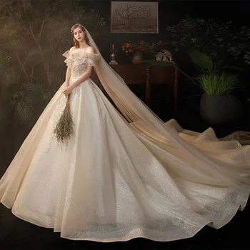 Baltā Līgavas Kāzu Kleitu Pielāgot Luxury Off-plecu Sārņu Vakara Kleita Sievietēm Sarkanā Paklāja WeddingParty Kleita Plus Izmērs 3XL