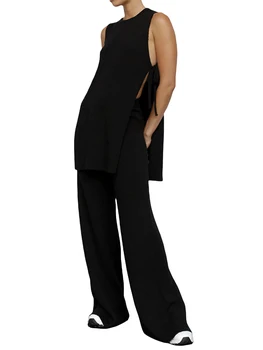 Stilīgs Plisse Divu Gabals, kas Sievietēm Y2K Strapless Caurules Augšas un Plašu Kāju Izlīdzināšanu Bikses ar Ielocēm - Ideāli Pieskaņotu Uzvalku