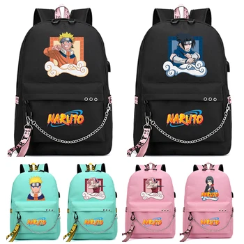 Anime Naruto Mugursoma Schoolbag Zēni Meitenes Atpakaļ Uz Skolu Mugursoma Mugursoma Pusaudžu Studentu Vīriešu un Sieviešu Brīvā laika Usb Ceļojumu Somas
