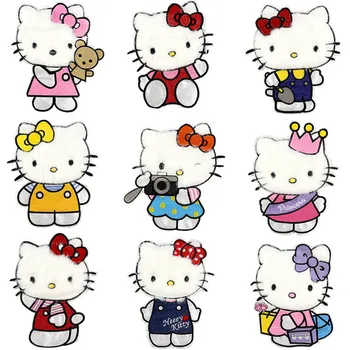 Sanrio Hello Kitty Auduma Izšūti Plāksteri Karikatūra Liels Plāksteris Auduma Izšūti Apģērbu Plāksteris Soma Dekoratīvās Šūšanas Subsīdijas