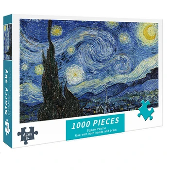 1000 Gabaliņu Mīklas Pieaugušajiem Zvaigžņota Nakts Jigsaw Puzzle 1000 Gabali Van Goga Puzzle Atdzist Classic Slavenās Gleznas