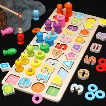 Bērnu Koka Montessori Rotaļlietas Matemātikas Zvejas Skaits Numurus Matching Digitālo Formu Valdes Izglītības Priekšlaicīgas Mācību Dāvanas Bērniem Rotaļlietas