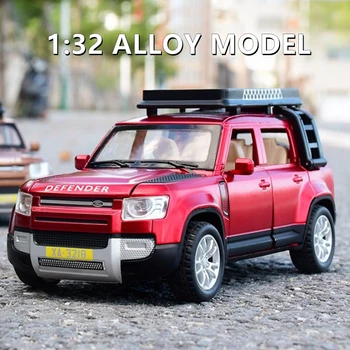 1:32 Land Rover Defender SUV Sakausējuma Auto Modelis Lējumiem & Rotaļlietu bezceļu Transportlīdzekļa Metāla Automašīnu Modelis ar Augstu Simulācijas Vākšana Bērniem Dāvanu
