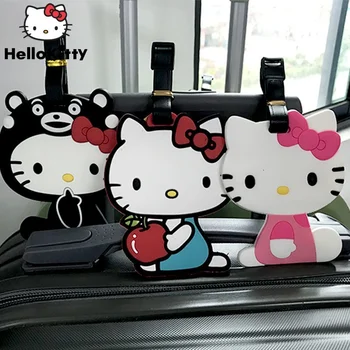 Sanrio Hello Kitty Ceļojuma Piederumu Karikatūra PVC Bagāžas Birkas Y2k Meitene Lidostā Koferis Tagus Nokarājas Frāzi Ceļojumu Būtiski Sīkrīku