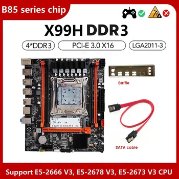 X99(X99H) Spēļu Mātesplati Komplekts Ar Deflektors+SATA Kabeli LGA2011-V3 DDR3X4 ECC Servera Atmiņas Slots M. 2 NVME PCI-E 3.0 X16 SATA3.0