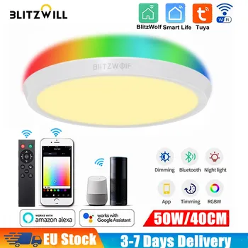 BlitzWolf Smart WIFI LED Griestu Lampas,Gaismas 40cm W Galvenais Gaismas& RGB Atmosfēru Gaismas 2700-6500K Regulējams Temperatūras Remote APP