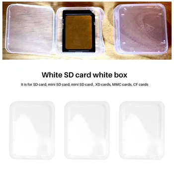 5 Sērijas Atmiņas Kartes Gadījumā Box Aizsardzības Gadījumā, ja SD SDHC, MMC XD CF Karti, Balta caurspīdīga
