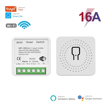 IHSENO 16A Tuya WiFi Mini DIY Smart Switch 2 Veidu Kontroles Smart Home Automation Moduli Caur Alexa, Google Home Alexa Smart Dzīves App